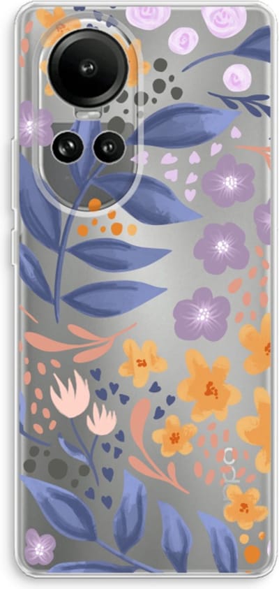 Case Company® - Hoesje geschikt voor Oppo Reno 10 hoesje - Flowers with blue leaves - Soft Cover Telefoonhoesje - Bescherming aan alle Kanten en Schermrand