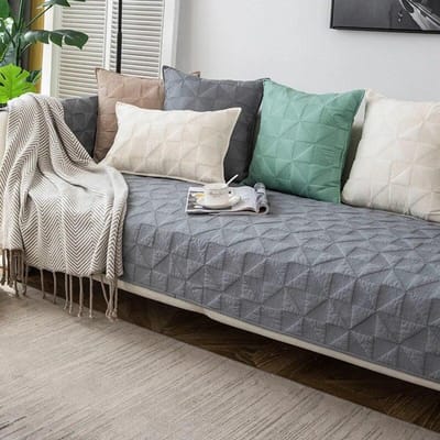 Katoenen Bankhoes Zachte Bankhanddoek Gewatteerde Slijtvaste Bankhoezen voor Woonkamer Antislip Hoekbankhoes Bankbeschermer W70xL70cm 1pc
