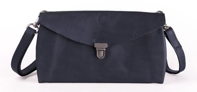 HAROLD'S Leren Schoudertas Koppeling Fold Handbag Clutch Dark Blue Donkerblauw