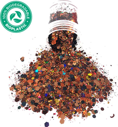 GlittersXL - Halloween Chunky Glitters (Goud/Oranje/Zwart) Biologisch afbreekbaar [Volume 8g - Festival Jewels Glitter Outfit Lichaam en Gezicht - Make-up Diamond Dots Face Body - Diamantjes Strass Steentjes - Kinderen Volwassenen Dames Makeup]
