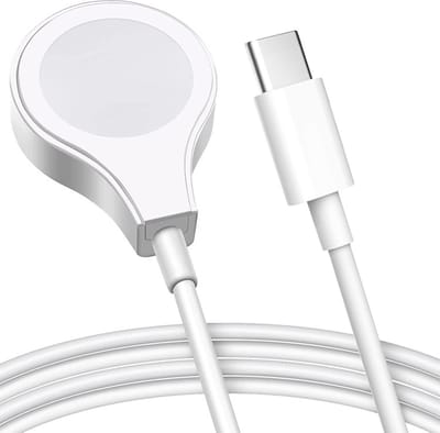 Oplader - USB-C oplaadkabel - geschikt voor Apple Watch Series 1 / 2 / 3 / 4 / 5 / 6 / 7 / 8 / 9 / 10 / SE / SE 2 / Ultra / Ultra 2 - magnetisch - 1 meter - wit