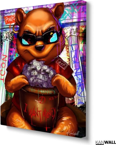 Luxe Canvas Schilderij Bad Winnie | 40x60 | Woonkamer | Slaapkamer | Kantoor | Muziek | Design | Art | Modern | ** 4CM DIK! 3D EFFECT**