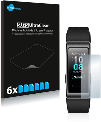 Savvies - Screenprotector voor Huawei Band 3 Pro - Folie Beschermfolie transparant 6 Stuks