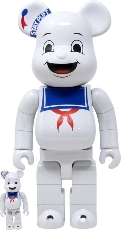 400% & 100% Bearbrick set - Stay Puft Marshmallow Man (White Chrome)