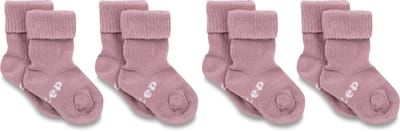 KipKep Blijf-Sokjes 4 paar - maat: 0-6 maanden - Mauve - Bio-katoen - Voordeelpak - baby sokjes