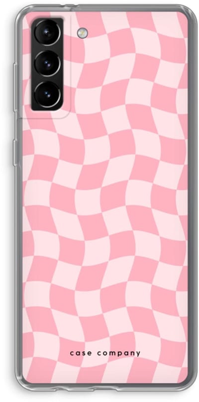 Case Company® - Hoesje geschikt voor Samsung Galaxy S21 Plus hoesje - Grid Roos - Soft Cover Telefoonhoesje - Bescherming aan alle Kanten en Schermrand