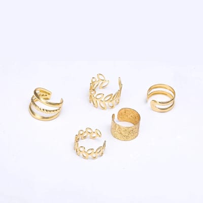 Scoby - 5-delige set - Gouden Fake Helix Piercings - Klem Oorbellen Oorpiercings - Nep Helix Ringetjes - Gemaakt van Metaal