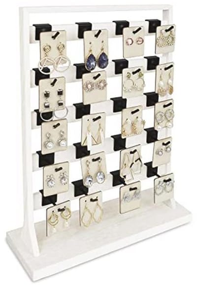 Houten sieraden display rek met haken - Oorbellen, kettingen, sleutelhangers standaard