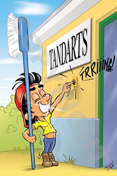 Afspraakkaart Tandarts - Cartoon 'Tandarts deurbel' - 50 stuks