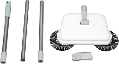 Handmatige Vegen Mop - Stille Vloerreiniger - Droog en Nat Gebruik - 360 Graden Roterend - 102cm Hoog - Grijs