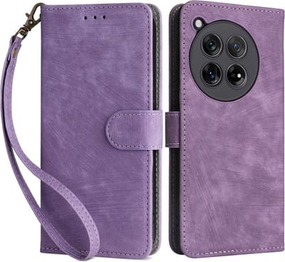 Coverup Hoesje - Geschikt voor OnePlus 12 Hoesje - Coverup Book Case met Koord - Paars