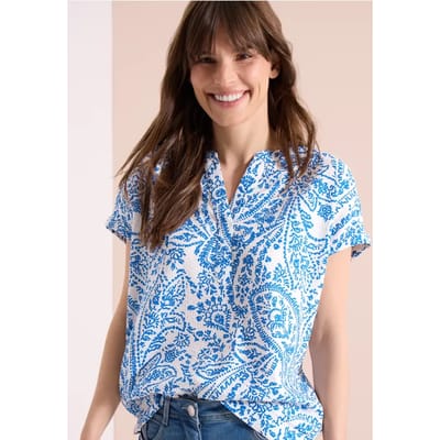 Blouse met korte mouwen in seersucker kwaliteit