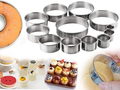 Set van 12 Ronde Koekjesuitsteekvormpjes van RVS - Eenvoudige Koekjesuitsteekers voor Bakken, DIY Keukenaccessoires en Decoratie