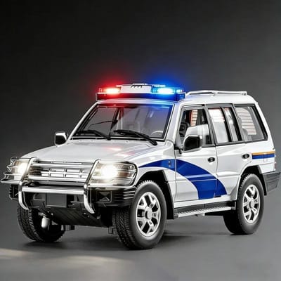 1:18 Mitsubishi Pajero SUV Legering Auto Model Diecast Metaal Politie Off-Road Voertuig Model Geluid Licht Simulatie Kinder Speelgoed Cadeau gray