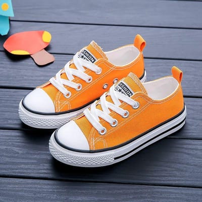 Ouder-kind Schoenen Jongens en Meisjes Veters Kleine Witte Kinderen Casual Canvas Schoenen Baby Sneakers Sneakers 27 orange