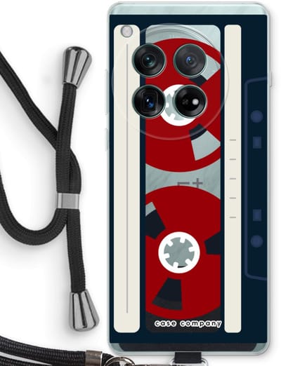 Case Company® - Hoesje met koord geschikt voor OnePlus 12r hoesje met Koord - Here's your tape - Telefoonhoesje met Zwart Koord - Bescherming aan alle Kanten en Over de Schermrand
