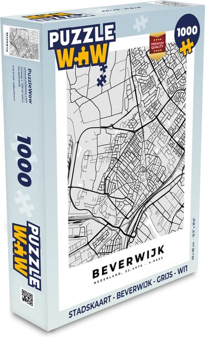 Puzzel Stadskaart - Beverwijk - Grijs - Wit - Legpuzzel - Puzzel 1000 stukjes volwassenen - Plattegrond