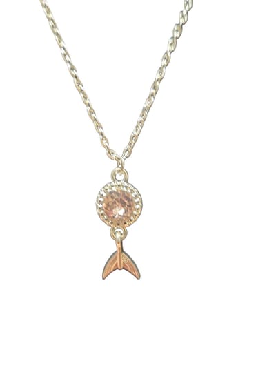 Mermaid ketting met roze strasssteen.