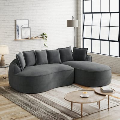 MODENUIT Hoekbank 122 cm - Modulaire Chaise Longue Met Diepe Zitting - Voor Woonkamer - Chenille - Grijs