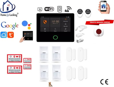 Draadloos alarmsysteem voor woning/camper/boot/caravan werkt met wifi en sim kaart en met spraakgestuurde apps. (Nederlands of Frans stem en tekst) ST01A-52