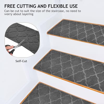 Famanu – Antislip trapmatten voor treden 76 x 20 cm 15 stuks – zelfklevend traptapijt – grijs