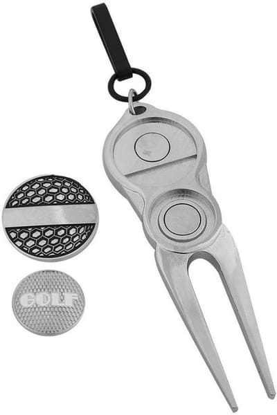 Vgeby1 Golf Divot Tool - Metalen Golf Repair Fork met Ball Markers