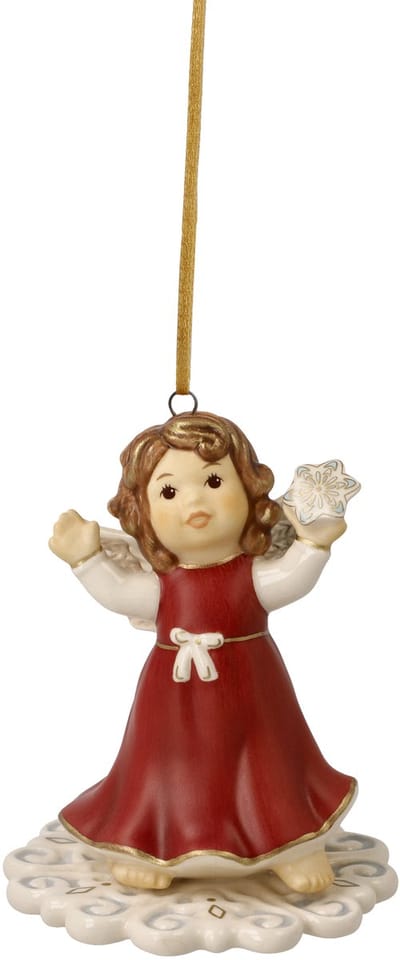 Goebel - Kerst | Kersthanger Engel Winterplezier rood | Aardewerk - 7cm - 2025