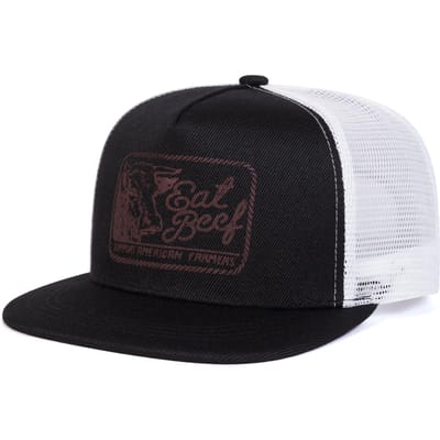 Unisex Eat Beef Letter Borduurwerk Hip-Hop Net Hoeden Lente Zomer Buiten Verstelbaar Casual Baseball Petten Zonbescherming Hoed Pet black