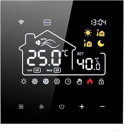 Slimme thermostaat - Temperatuurregelaar - Comfort regelen - App en spraakbesturing - 86x86mm - Zwart