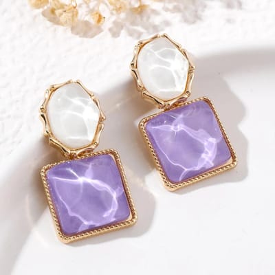 Trendy kleurrijke hars vierkante oorbellen voor vrouwen Franse oorbellen mode sieraden geschenken paars