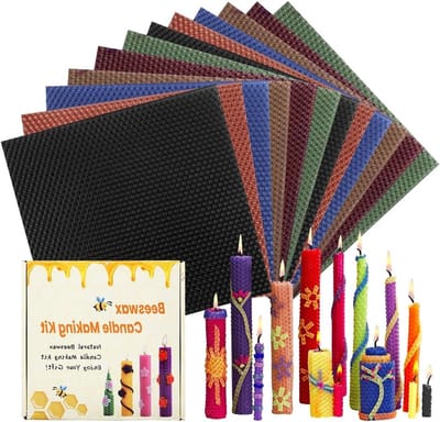 12 Stuks Bijenwasplaten voor het Maken van Kaarsen, DIY Kit voor Volwassenen en Kinderen, Perfect als Cadeau voor Verjaardag en Kerst