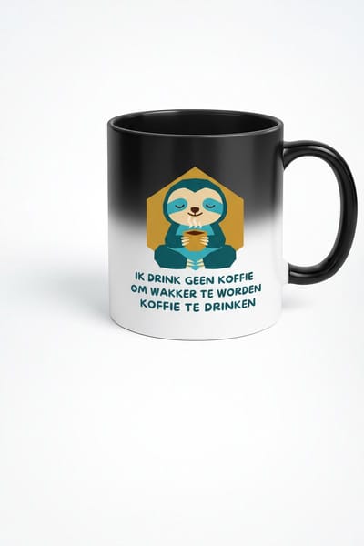 Ik Drink Geen Koffie Sloth Magic Mug - Zwart Warmtegevoelige Koffiemok