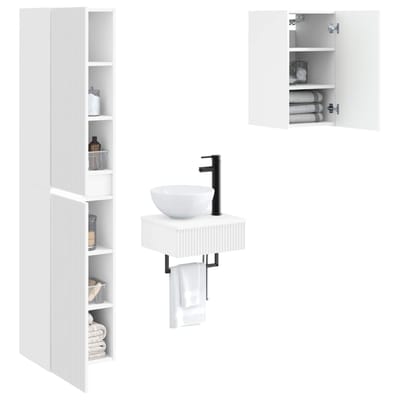 vidaXL - Badkamermeubel - Set - 3 - st - Wit - 33 - x - 34,5 - x - 160 - cm - Bewerkt - hout