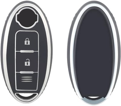 Autosleutel Hoesje geschikt voor Nissan - Sleutelcover - TPU Cover Sleutelhoes - Accessoires - zwart