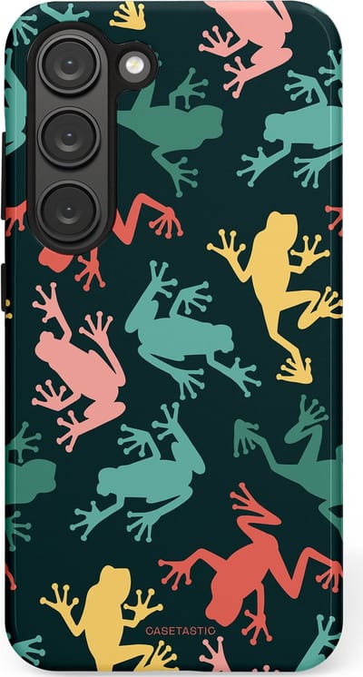 Casetastic Hoesje Geschikt voor Samsung S23 - Stijlvolle Beschermende Duo-layer Case - Regenwoud Kikkers