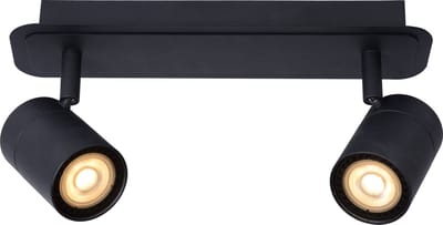 Lucide LENNERT - Plafondspot (Plafondlamp) Badkamer - LED Dimbaar - GU10 - 2x5W 3000K - IP44 - Zwart