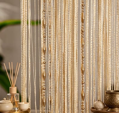 Vliegengordijn - 100 x 200 cm - Anti muggen - Met Kwastjes - Deurgordijn - Kralen gordijn deur string gordijnen - Raamdecoratie - Luxe Deurhor - Horgordijn Deur - Voor Deuropeningen, Raamdecoratie Kamerverdeler Gordijnen - Champagne