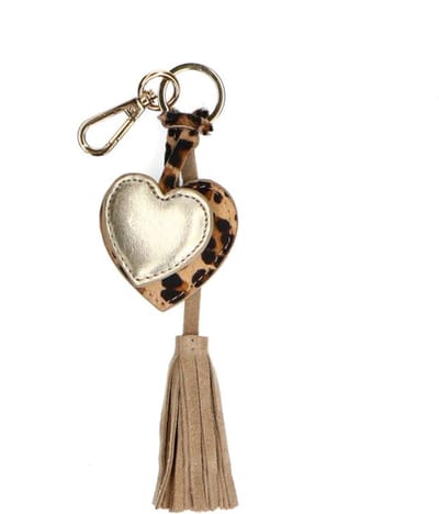 Manfield - Dames - Leopard sleutelhanger met hartjes - Maat 1