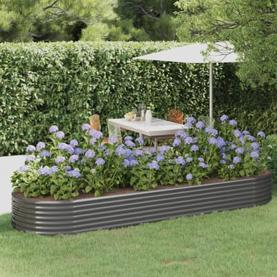 vidaXL - Plantenbak - 322x100x36 - cm - gegalvaniseerd - staal - grijs