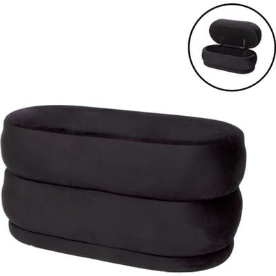 Milton & Oldbrook Velvet Poef + Opbergbox Catania Zwart