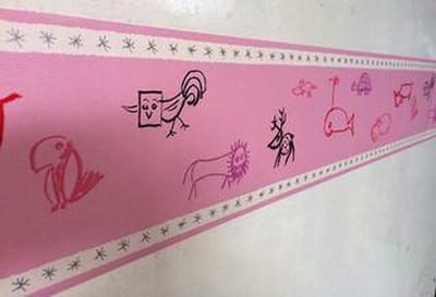 Behangrand / behang rand Eijffinger type "Noah" bxl 13 cm x 10 meter zacht Roze