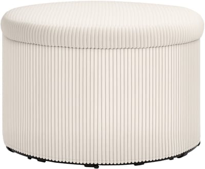 HOMCOM-Ottomane-Polyester, Mehrschichtplatte-60L x 60B x 41H cm-Beige