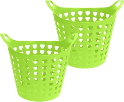Excellent Houseware Flexibele wasmand - 2x - groen - 26 liter - kunststof - 40 x 42 cm