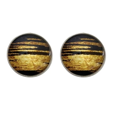 Clip oorbellen- zwart -goud -zilverrand -2 cm- geen gaatje- Charme Bijoux