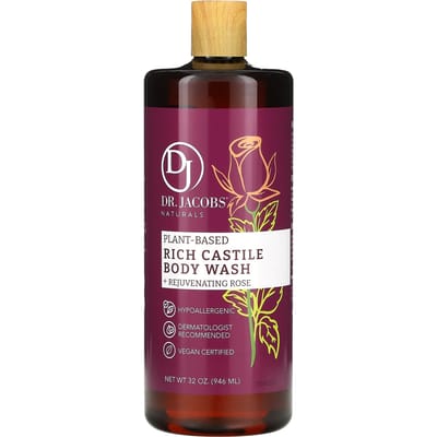 Dr. Jacobs Naturals, Gel douche riche en plantes de Castille, Rose rajeunissante, 940 ml (946ml) brown