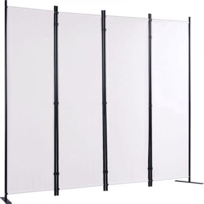 Scheidingswand - 4 panelen - Kamerscherm - Paravan - Wit - Opvouwbaar - 224x171cm