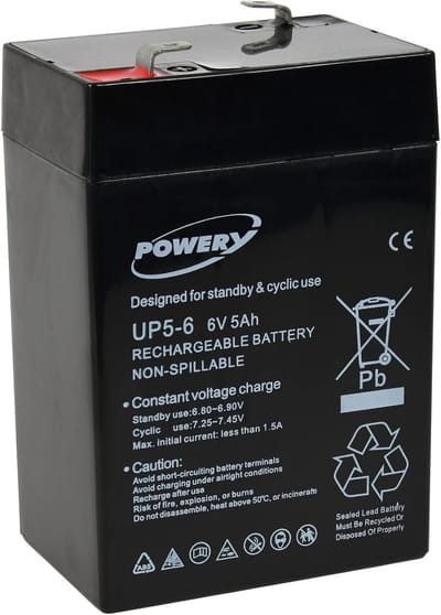 Vervangingsaccu - Lood Gel Accu - Noodstroom Toepassingen - 6V 5Ah Capaciteit - 70x47x107cm