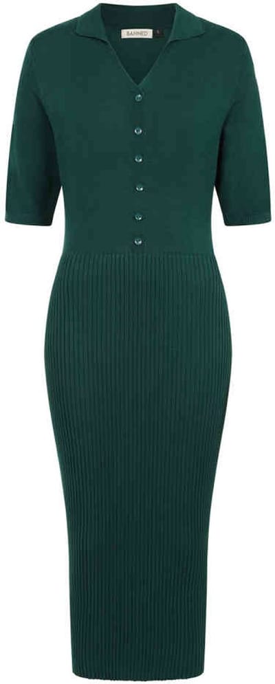 Banned - Federica Knitted Kokerjurk - S - Groen