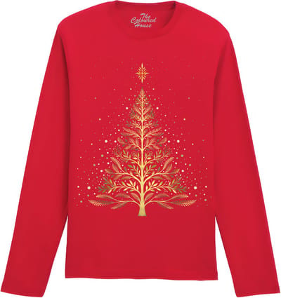 Kerstmis Christmas Night Glowing Tree The Coloured House Longsleeve T-shirt XXL