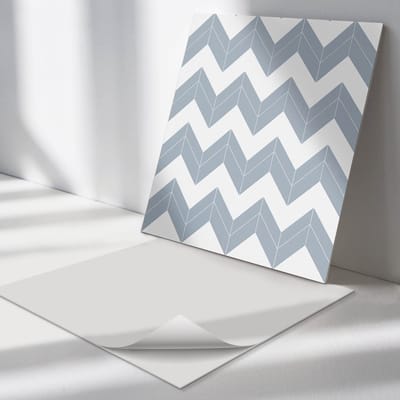 Wallfluent Vinyl Tegels - Zigzaglijnpatroon Zelfklevende PVC Tegels - 30 cm x 30 cm - Grijs Vinyl Tegels - Set van 9 - Vierkant PVC Tegels - Patroon Plaktegels - Vinyl Vloer Tegels - Plaktegels Keuken en Badkamer